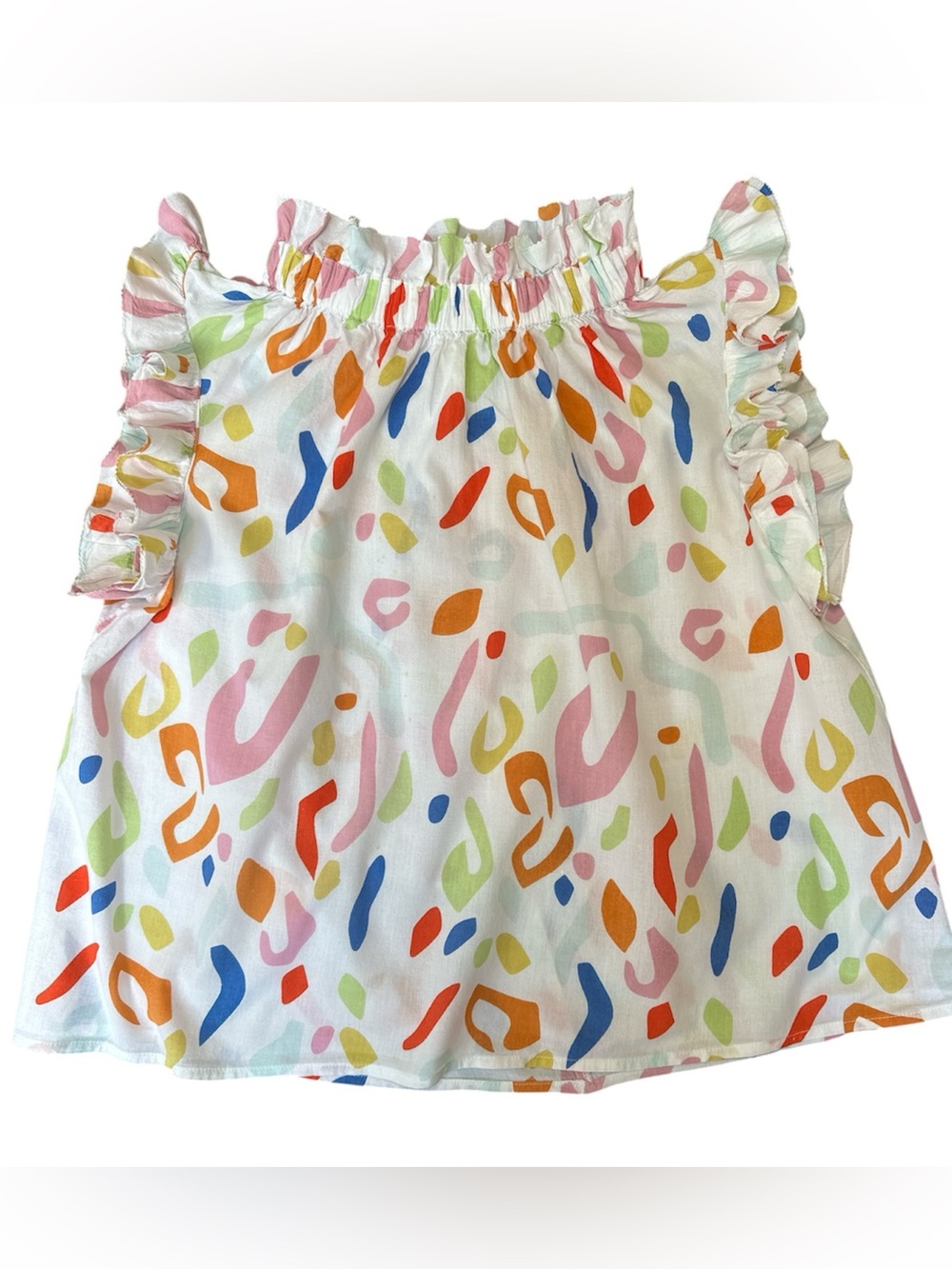 THML Multicolor Abstract Print Smocked Top | S | Maximalism | Colorful | Fun